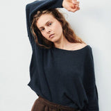 American Vintage Women's Jumper Damsville in Navy Blue Black Melange