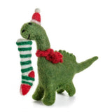 Amica Diplodocus With Stocking Christmas Felt Hanging Decoration