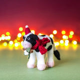 Amica Felt Christmas Calf with Mistletoe Hanging Decoration