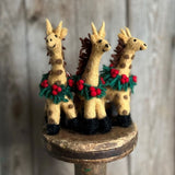 Amica Felt Giraffe With Holly Wreath Hanging Decoration