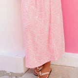 Aspiga Brady Viscose Crinkle Skirt in White/Pink