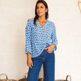 Aspiga Clea Blouse in Maui Blue/White