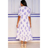 Aspiga Cordelia Organic Cotton Block Print Dress In Blue