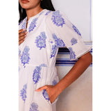 Aspiga Cordelia Organic Cotton Block Print Dress In Blue