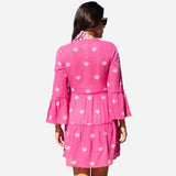 Aspiga Cristina Embroidered Organic Cotton Kaftan in Pink