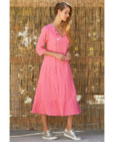 Aspiga Crystal Embroidered Organic Cotton Dress Pink/Gold