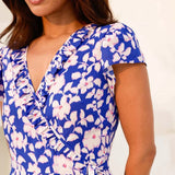 Aspiga Demi EcoVero™ Wrap Dress In Blossom Cobalt/Pink