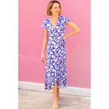 Aspiga Demi EcoVero™ Wrap Dress In Blossom Cobalt/Pink