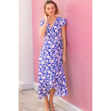 Aspiga Demi EcoVero™ Wrap Dress In Blossom Cobalt/Pink
