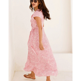 Aspiga Demi EcoVero™ Wrap Dress in White/Pink