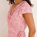 Aspiga Demi EcoVero™ Wrap Dress in White/Pink