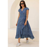 Aspiga Demi Organic Cotton Wrap Dress in Navy Print