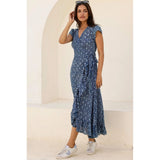 Aspiga Demi Organic Cotton Wrap Dress in Navy Print