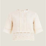Aspiga Linen Lace Top In Butter Milk Cream