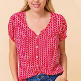 Aspiga Lisbon Blouse In Santorini Border Red