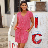 Aspiga Lisbon Blouse In Santorini Border Red