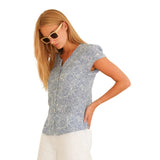 Aspiga Lisbon Viscose Crinkle Blouse In Circle White Blue
