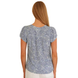 Aspiga Lisbon Viscose Crinkle Blouse In Circle White Blue