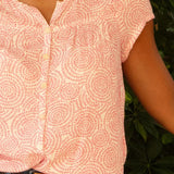 Aspiga Lisbon Viscose Crinkle Blouse in White/Pink