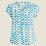 Aspiga Lisbon Viscose Crinkle Blouse in White/Turquoise