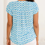 Aspiga Lisbon Viscose Crinkle Blouse in White/Turquoise