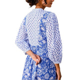 Aspiga Martha Organic Cotton Print Mix Dress In Cobalt