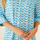 Aspiga Mila Viscose Crinkle Shirt Tunic in White/Turquoise