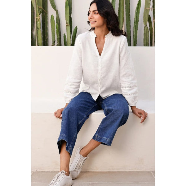 Aspiga Mina Organic Cotton Cheesecloth Blouse In White