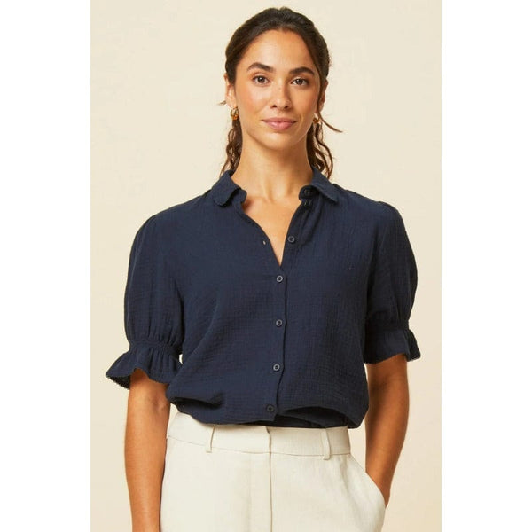 Aspiga Olive Cheesecloth Blouse In Navy