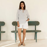 Aspiga Penny Stripe Organic Cotton Cheesecloth Blouse In White Blue