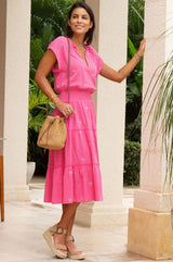 Aspiga Riley Embroidered Organic Cotton Dress In Strawberry Pink