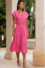 Aspiga Riley Embroidered Organic Cotton Dress In Strawberry Pink