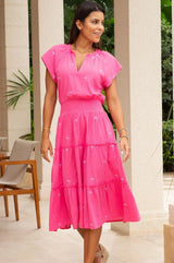 Aspiga Riley Embroidered Organic Cotton Dress In Strawberry Pink