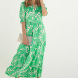 Aspiga Cordelia Dress in Lined Floral Cream/Green