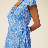Aspiga Demi EcoVero™ Wrap Dress Painted Floral Blue/White