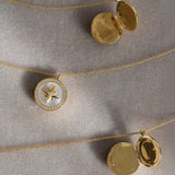 Astley Clarke Gold Large Polaris Mother of Pearl Locket Necklace