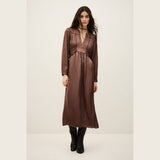 ba&sh Celia Dress Long-sleeve V Kneck In Encre