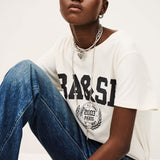 ba&sh Ioni Varsity-style T-shirt in Ecru