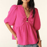 ba&sh LOCKY short-sleeved top In Fuchsia