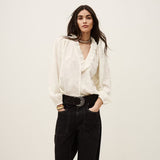 ba&sh Loose-fit Jacquard Blouse in Ecru