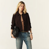 ba&sh Milas Straight-cut Jacket In Chocolate brown