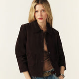 ba&sh Milas Straight-cut Jacket In Chocolate brown