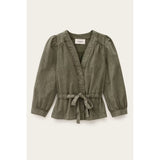ba&sh Olavina Tie Waist Top In Kaki