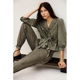ba&sh Olavina Tie Waist Top In Kaki