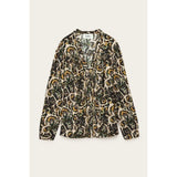 ba&sh Onada Long Sleeve V Neck Top In Ecru Print