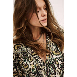 ba&sh Onada Long Sleeve V Neck Top In Ecru Print