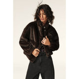 ba&sh Paros Faux Fur Jacket In Brown