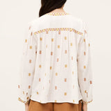 ba&sh Pleated Loose-Fitting Daphne Blouse In Ecru
