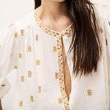 ba&sh Pleated Loose-Fitting Daphne Blouse In Ecru