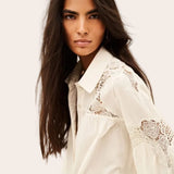 ba&sh Roseanne Lace Shirt In Ecru
